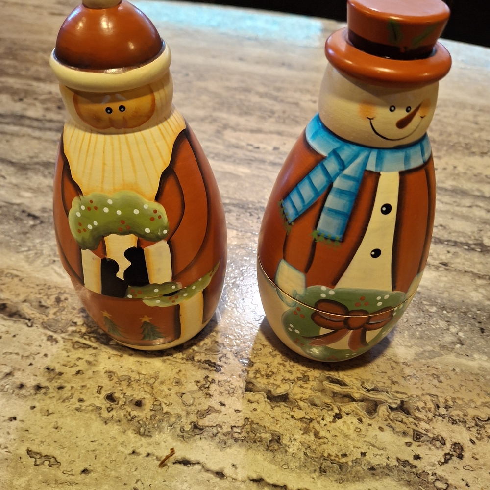 Festive Snowman and Santa Figurines